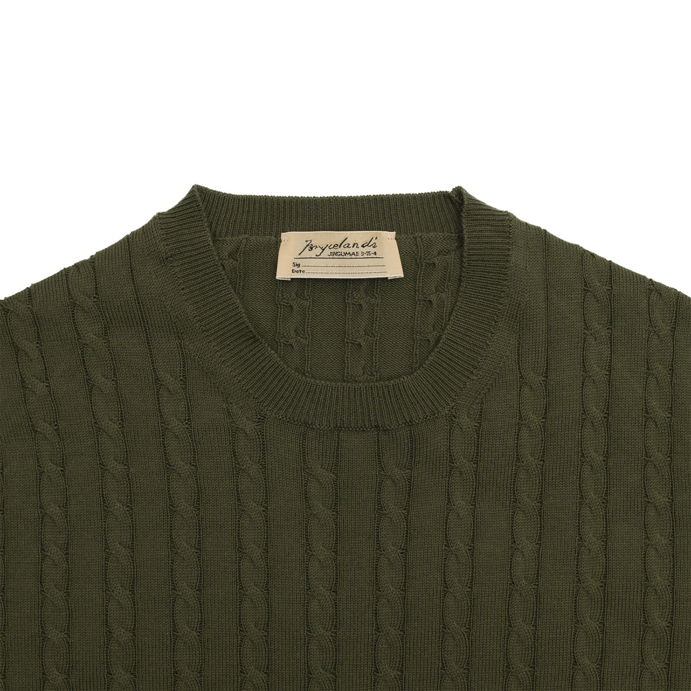‘Skipper’ Cable-Knit Tee Olive